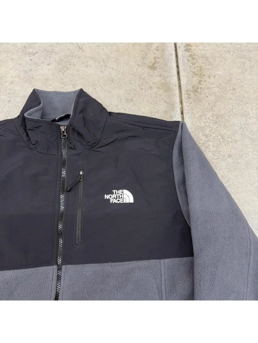 vintage the north face grey zip up fleece jacket size large